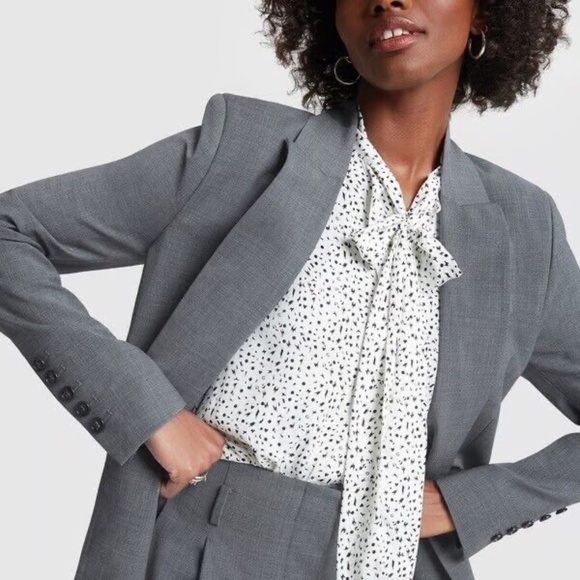 New GWYN Lauren Wool Tailored Blazer Jacket in Light Grey Marl - Picture 7 of 13